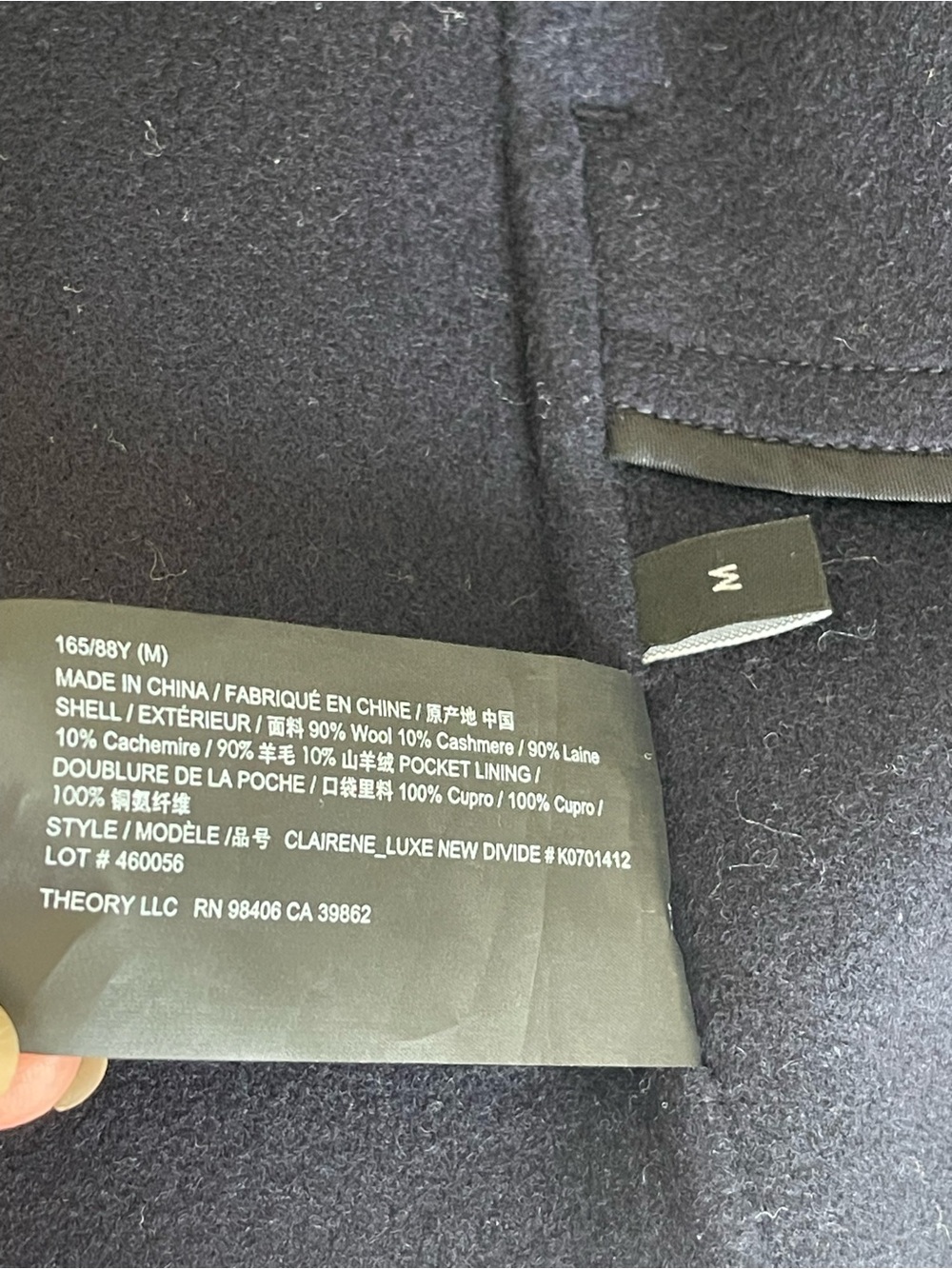 Theory Clairene Open Front Wool Cashmere Blend Jacket Blazer Navy Blue - Picture 12 of 13